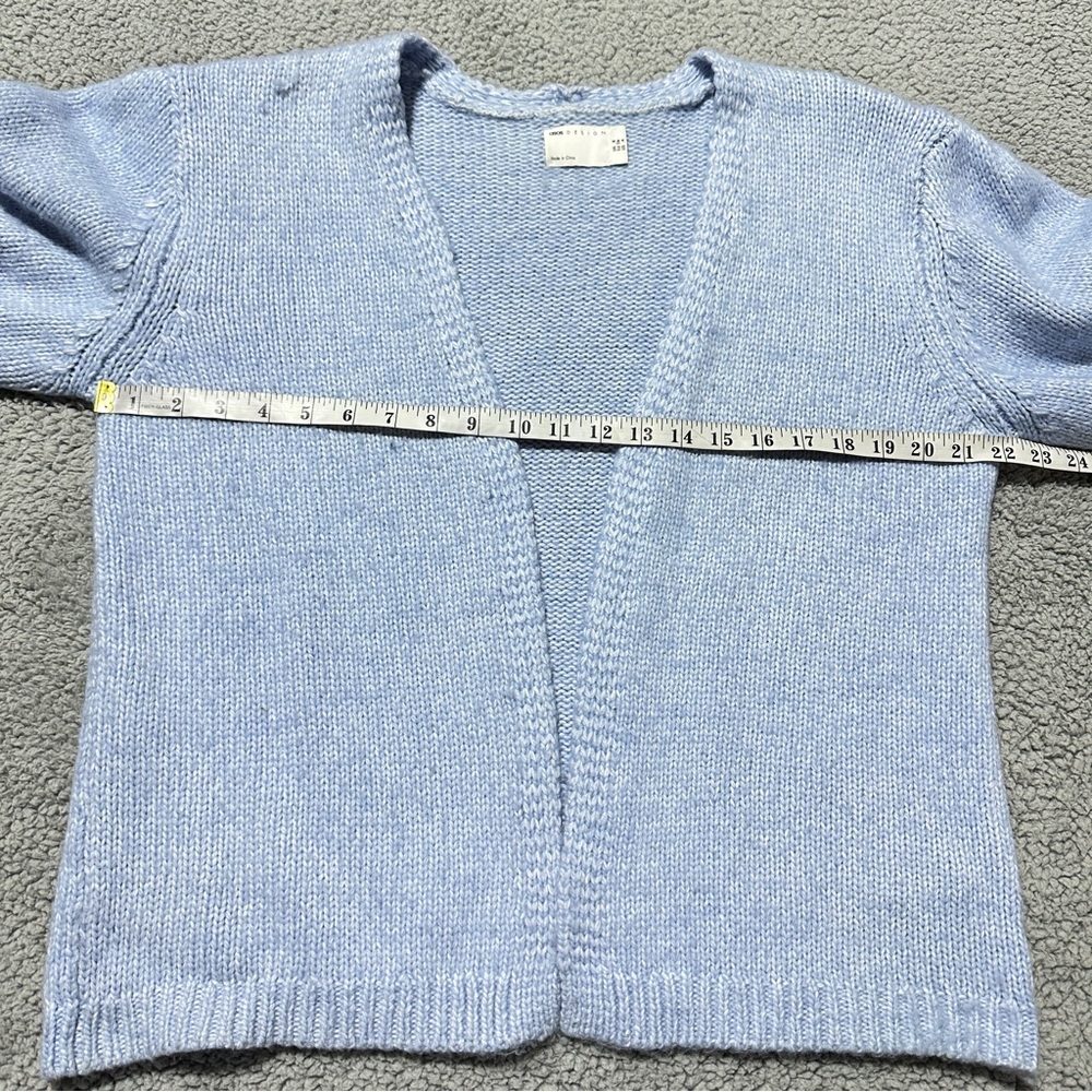 👉ASOS Design Light Blue Open Front Knit Cardigan Women’s Size 4 Soft Long Sleeve - Picture 6 of 8